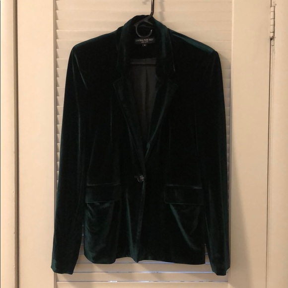 Soft, forest green velvet single-button blazer - Picture 1 of 3
